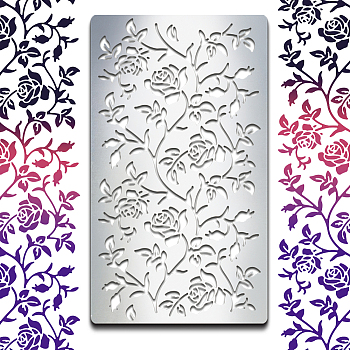 Retro Stainless Steel Metal Cutting Dies Stencils, for DIY Scrapbooking/Photo Album, Decorative Embossing DIY Paper Card, Matte Stainless Steel Color, Rose Pattern, 177x101x0.5mm