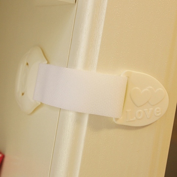 ABS Baby Proofing Child Safety Locks, with Webbing, No Screws, Drawer Clasp, White, 210x50mm