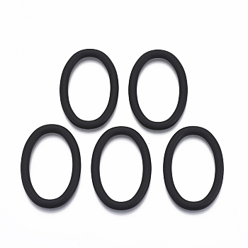 Spray Painted CCB Plastic Linking Rings, Oval, Black, 45x30.5x4mm, Inner Diameter: 22mm