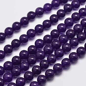 Natural Malaysia Jade Bead Strands, Dyed, Round, Indigo, 10mm, Hole: 1.0mm, about 38pcs/strand, 15 inch