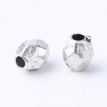 Tibetan Style Alloy Spacer Beads, Oval, Cadmium Free & Lead Free, Antique Silver, 4x3.5mm, Hole: 1mm, about 7600pcs/1000g