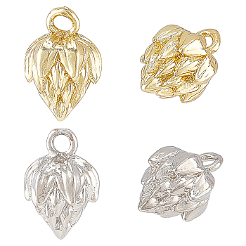 10Pcs 2 Colors Long-Lasting Plated Brass Charms, Lotus, Cadmium Free & Lead Free, Real Gold Plated & Real Platinum Plated, 11.5x8mm, Hole: 1.5mm, 10pcs/color