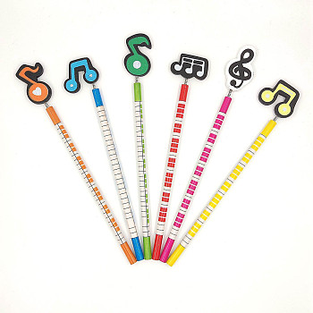 12Pcs Wood Pencil, Musical Note Pencil, for Office & School Supplies, Mixed Color, 230x7mm