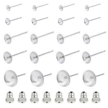 304 Stainless Steel Stud Earring Findings & Ear Nuts, Stainless Steel Color, 300pcs/box