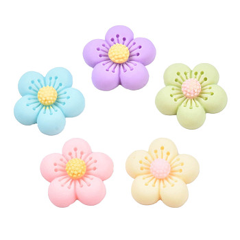 Opaque Resin Cabochons, Flower, Mixed Color, 21x22x6.5mm