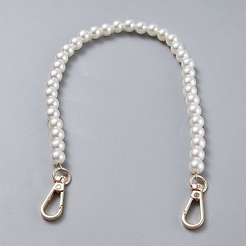 Bag Chain Straps, with ABS Plastic Imitation Pearl Beads and Light Gold Zinc Alloy Swivel Clasps, for Bag Replacement Accessories, White, 41cm