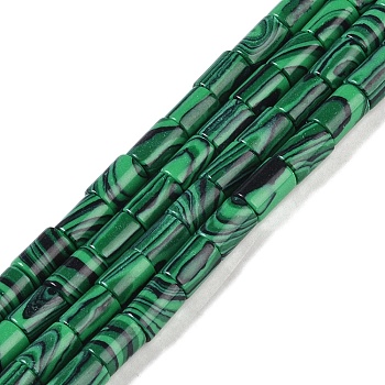 Synthetic Malachite Beads Strands, Column, 7.5~8.5x5~6mm, Hole: 1mm, about 45~46pcs/strand, 14.69~15.04 inch(37.3~38.2cm)