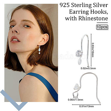 10Pcs 925 Sterling Silver Earring Hooks(STER-BBC0001-14)-2