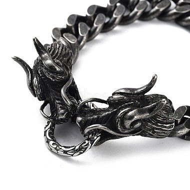 304 Stainless Steel Dragon Head Design Cuban Link Chains Bracelets for Men & Women(BJEW-D031-19B)-2