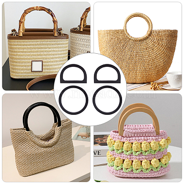 4Pcs 2 Style Wood D-Ring & Round Ring Bag Handles(DIY-WR0002-58)-6