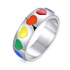 Anillo de dedo con forma de corazón esmaltado con bandera del orgullo de color arcoíris(RABO-PW0001-035C-P)-1