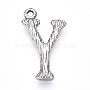 Brass Pendants, Letter Charms, Letter Y, 23.5x13.5x3mm, Hole: 1.6mm(KK-N254-218P-Y)