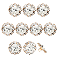 10Pcs Alloy Rhinestone Shank Buttons, Flower, Light Gold, 23x13.5mm, Hole: 2mm(FIND-FG0003-20KCG)
