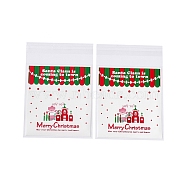 Christmas Theme Plastic Bakeware Bag, with Self-adhesive, for Chocolate, Candy, Cookies, Square, WhiteSmoke, 130x100x0.2mm, about 100pcs/bag(OPP-Q004-03E)