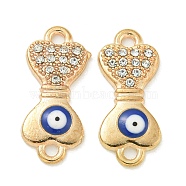 Alloy Blue Enamel Connector Charms, Crystal Rhinestone Evil Eye Links, Golden, Bowknot, 22.5x9.5x2.5mm, Hole: 1.8mm(ENAM-S003-02J)