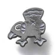Gothic Art Enamel Pins, Gunmetal Alloy Bird Badge for Women Men, Bird, 25x23x1.3mm(JEWB-K001-10E-B)