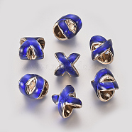 Golden Plated Alloy Slide Charms, with Enamel, Letter X, Blue, 12x11x11mm, Hole: 8mm(ENAM-L027-B01-AS)