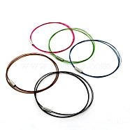 Tiger Tail Wire Bracelets, with Iron Magnetic Clasps, Platinum, Mixed Color, 70mm(BJEW-D285-M)