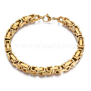 Ion Plating(IP) 201 Stainless Steel Byzantine Chain Bracelet for Men Women, Nickel Free, Gold, 8-7/8 inch(22.5cm)(BJEW-S057-89A-01)