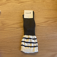 Cotton Knitting Socks, Two Tone Long Winter Warm Thermal Socks, Black, 330x90mm(COHT-PW0002-53G)