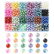 792Pcs 24 Style ABS Plastic & Acrylic Imitation Pearl Beads, Dyed, Round, Mixed Color, 7.5~8x7~7.5mm, Hole: 1.6~2mm, 33pcs/style(OACR-YW0001-29)