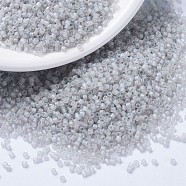 MIYUKI Delica Beads, Cylinder, Japanese Seed Beads, 11/0, (DB1286) Matte Transparent Gray Mist AB, 1.3x1.6mm, Hole: 0.8mm, about 20000pcs/bag, 100g/bag(SEED-J020-DB1286)