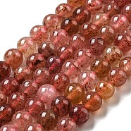 Natural Strawberry Quartz Beads Strands, Round, 6mm, Hole: 1mm, about 65pcs/strand, 15.55''(39.5cm)(G-M443-A01-01)