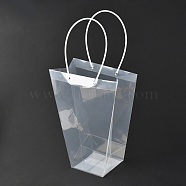 Valentine's Day Trapezoid PP Plastic Gift Bags, Flower Bouquet Bags, with Handle, Clear, 26x13.1x35cm(ABAG-L015-01C)