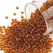 TOHO Round Seed Beads, Japanese Seed Beads, (2154S) Silver Lined Orange Amber, 11/0, 2.2mm, Hole: 0.8mm, about 1110pcs/10g(X-SEED-TR11-2154S)