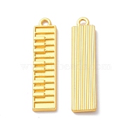 Rack Plating Alloy Pendants, Cadmium Free & Lead Free & Nickle Free, Piano Keyboard Charm, Matte Gold Color, 33x7.5x2mm, Hole: 1.8mm(FIND-I036-59MG)