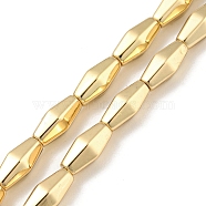 Electroplated Synthetic Non-magnetic Hematite Beads Strands, Rhombus, Light Gold Plated, 12~12.3x5.2~5.8x5.2~5.8mm, Hole: 1.2mm, about 33pcs/strand, 16.73''(42.5cm)(G-Z032-H02-09LG)