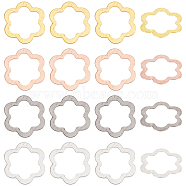 Nbeads 32Pcs 4 Color Hammered Brass Flower Linking Rings, Nickel Free, Mixed Color, 32.5x32.5x1mm, 8Pcs/Color(KK-NB0001-58)