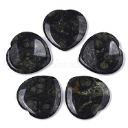 Natural Rhyolite Jasper Thumb Worry Stone, Pocket Palm Stones, for Healing Reiki Stress Relief, Heart Shape, 39~40x39~40x5~6mm(G-N0325-01Q)