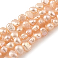 Natural Cultured Freshwater Pearl Beads Strands, Two Sides Polished, Grade 5A+, Light Salmon, 3~4mm, Hole: 0.5mm, about 48pcs/strand, 6.89''(17.5cm)(PEAR-A006-02D)