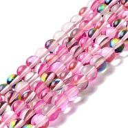 Synthetic Moonstone Beads Strands, Round, Hot Pink, 8mm, Hole: 1mm, about 48pcs/strand, 14.57''~15.35''(37~39cm)(G-E573-02B-17)