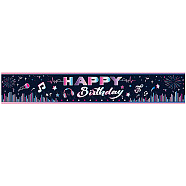 Polyester Hanging Banners Children Birthday, Birthday Party Idea Sign Supplies, Happy Birthday, Pink, 300x50cm(AJEW-WH0190-024)