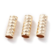 Brass Tube Beads, Tube, Faceted, Long-Lasting Plated, Real 24K Gold Plated, 12x5mm, Hole: 4mm(KK-Y003-70A-G)