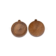 Wooden Pendant Cabochon Settings, Flat Round, Saddle Brown, Tray: 30mm, 46x41x5mm, Hole: 2mm(WOOD-WH0024-40)