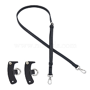 Leather Crossbody Long Purse Straps, with Undamaged Bag D Ring Connector, Black, 108~120.5x1.1cm(FIND-WH0126-329A)