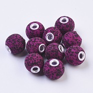 Handmade Indonesia Beads, with Metal Findings, Round, Silver Color Plated, Purple, 15~16x14~15mm, Hole: 3mm(IPDL-E009-C02)