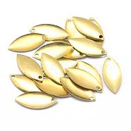 Brass Pendants, Leaf, Lead Free & Cadmium Free & Nickel Free, Raw(Unplated), 16x7x1mm, Hole: 1mm(KK-P119-01C-RS)