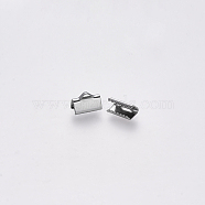 304 Stainless Steel Ribbon Crimp Ends, Stainless Steel Color, 7x10mm, Hole: 1.5x2mm(STAS-S112-001C-P)
