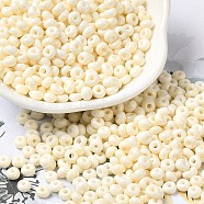 Baking Paint Glass Seed Beads, Donut, PapayaWhip, 4x2.5mm, Hole: 1mm, about 6205pcs/pound(SEED-B001-02A-06)