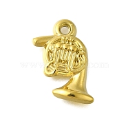 304 Stainless Steel Pendants,  Trumpet Charm, Golden, 17.5x13x3mm, Hole: 1.5mm(STAS-D192-13G)