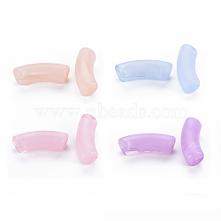 Transparent Acrylic Beads, Imitation Gemstone Style, Curved Tube, Mixed Color, 34x11.5x13mm, Hole: 3.5mm(X-OACR-Q181-002)