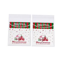 Christmas Theme Plastic Bakeware Bag, with Self-adhesive, for Chocolate, Candy, Cookies, Square, WhiteSmoke, 130x100x0.2mm, about 100pcs/bag(OPP-Q004-03E)