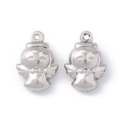 304 Stainless Steel Charms, Angel, Stainless Steel Color, 14.5x10x5.5mm, Hole: 1mm(STAS-C057-04P)