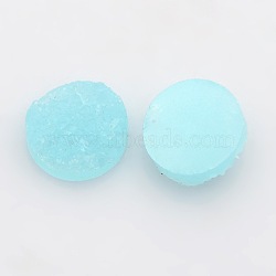 Druzy Resin Cabochons, Flat Round, Deep Sky Blue, 12x5mm(CRES-S040-12mm-18)