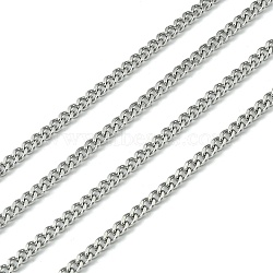 304 Stainless Steel Curb Chain Twist Link Chains, Unwelded, Faceted, Stainless Steel Color, 3x2.2x1mm(CHS-K001-18-2.2mm)