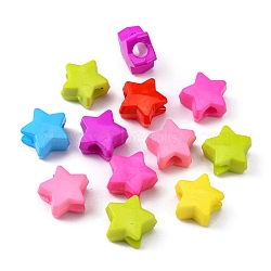 Opaque Acrylic European Beads, Large Hole Star Beads, Mixed Color, 13x13x7mm, Hole: 4mm, about 1050pcs/500g(SACR-Q099-M88)